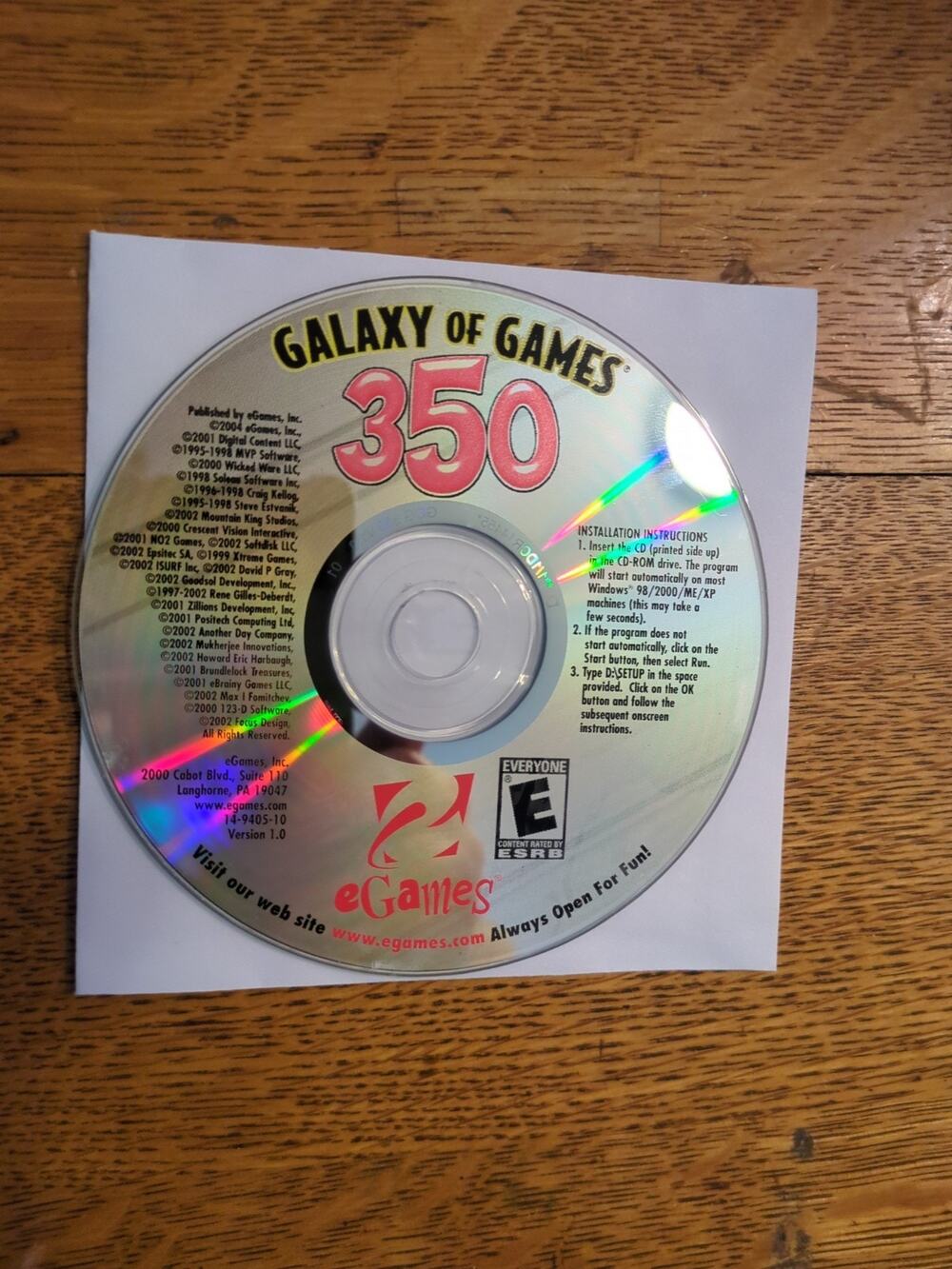 Galaxy of Games for Windows 98/2000/ME/XP PC CD-ROM disc only